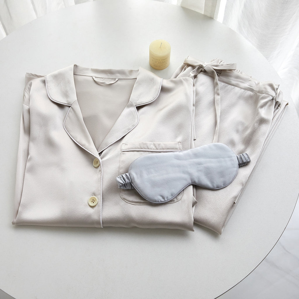 Custom Made Pure Silk Long Sleeve Unisex Pajama Set