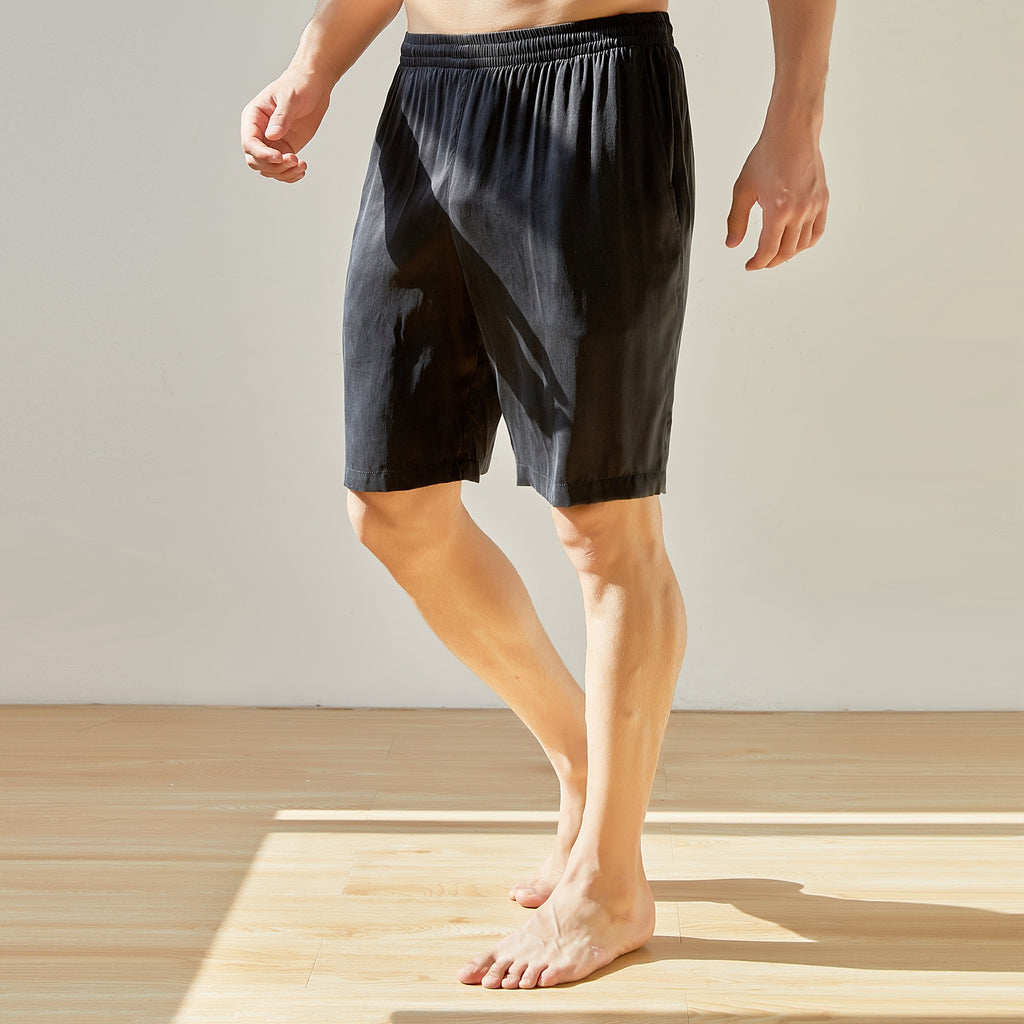 Streaking Silk Shorts/19.5momme Men Silk Boxer Shorts/relaxed