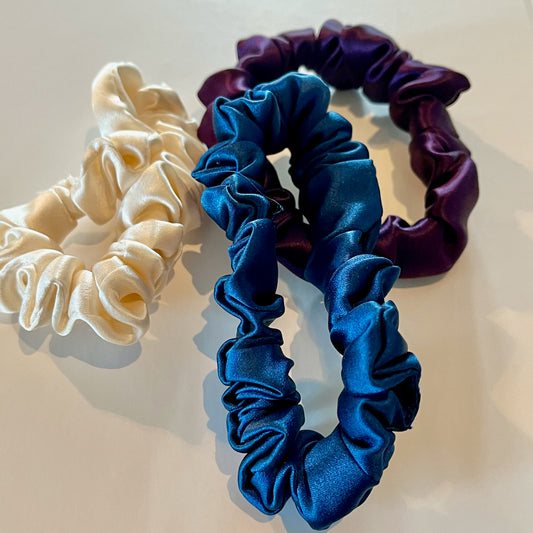 Twilight Zone | Single or Set of 3 Pure Mulberry Silk Mini Scrunchie | Weekly Special Hair Ties | 0.8 inch