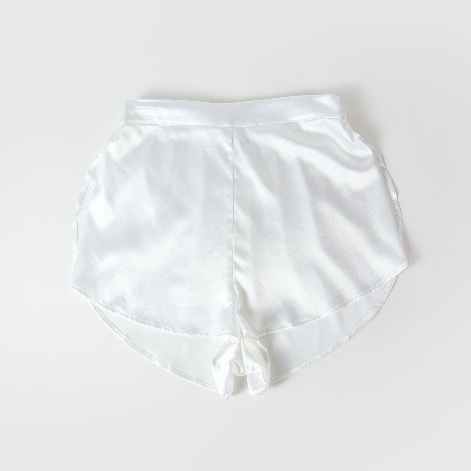 Pearl White Pure Mulberry Silk Petal Shorts | Mid-Waist | Silk Charmeuse Handmade Bridal Shorts | Soar Collection