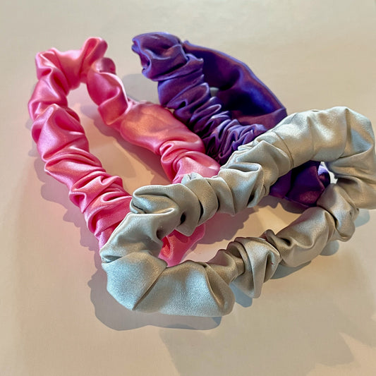 Bubblegum Retro | Set of 3 Pure Mulberry Silk Mini Scrunchie | Weekly Special Hair Ties | 0.8 inch