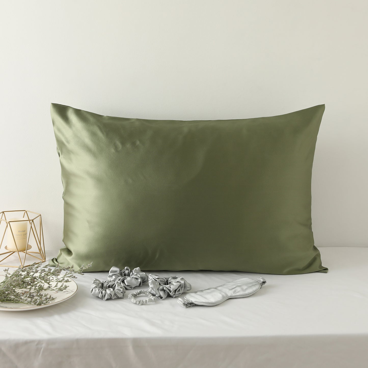 Sage Green Luxury Pure Mulberry Silk Pillowcase | Queen | 32 Momme | Drape Collection