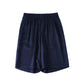 Deep Navy Sueded Pure Mulberry Silk Men's Shorts | Mid Waist | 19 Momme Sueded Silk Charmeuse