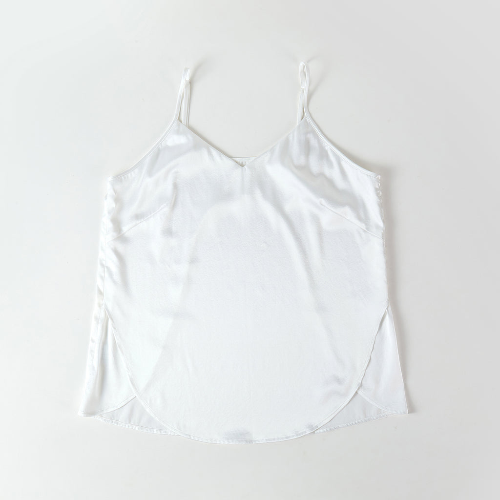 Pearl White Pure Mulberry Silk Petal Camisole Top | Mid-Waist Shorts | Silk Charmeuse Lingerie | Bridesmaid Gift Pj Set | Soar Collection