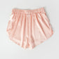 Powder Pink Pure Mulberry Silk Petal Shorts | Mid-Waist | Silk Charmeuse Handmade Bridal Shorts | Soar Collection