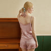 Dusty Rose Pure Mulberry Silk Camisole and Scalloped Shorts Set | 19 Momme Silk Charmeuse