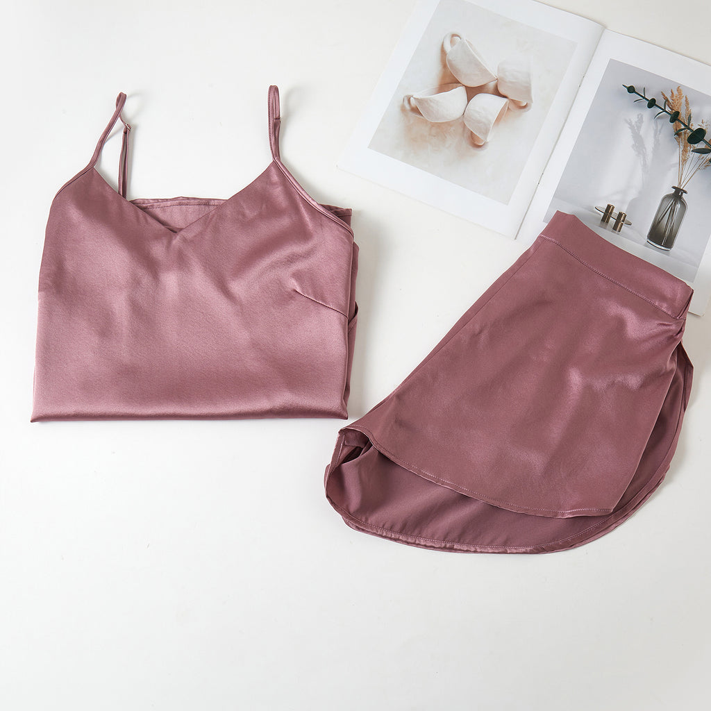 Cocoa Purple Pure Mulberry Silk Petal Camisole Top | Mid-Waist Shorts | Silk Charmeuse Lingerie | Bridesmaid Gift Pj Set | Soar Collection