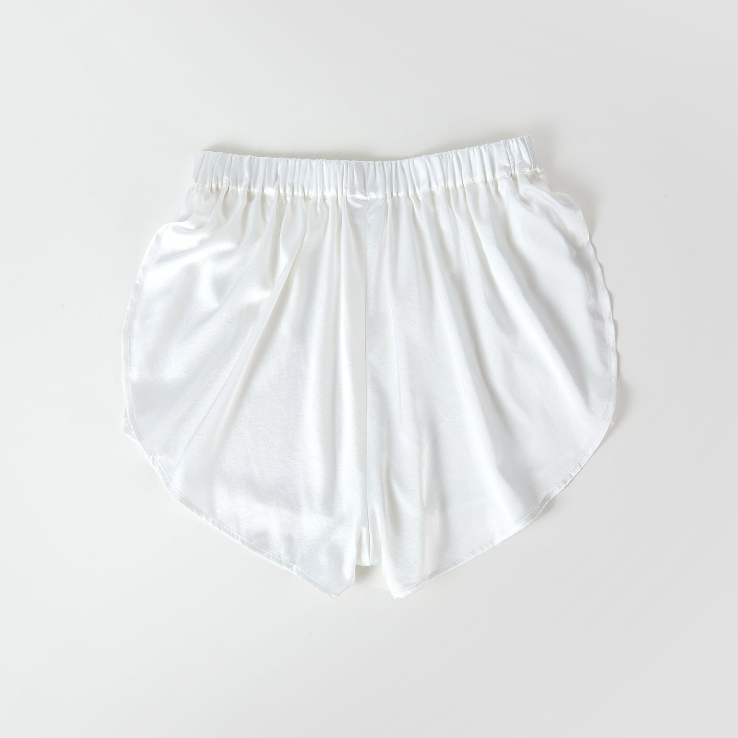 Pearl White Pure Mulberry Silk Petal Shorts | Mid-Waist | Silk Charmeuse Handmade Bridal Shorts | Soar Collection