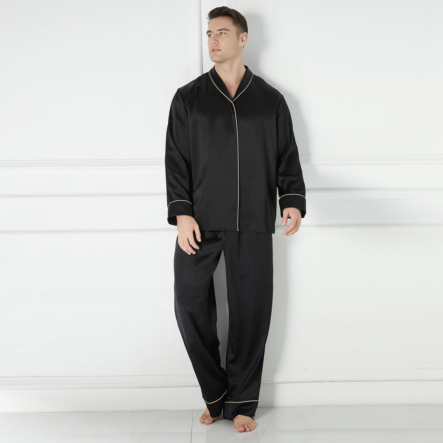 Daffodils Pure Silk Long Sleeve Pajama Set for Men