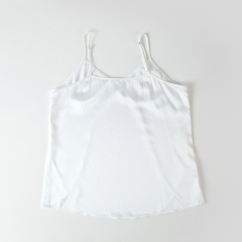 Pearl White Pure Mulberry Silk Petal Camisole Top | Mid-Waist Shorts | Silk Charmeuse Lingerie | Bridesmaid Gift Pj Set | Soar Collection