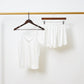 Pearl White Pure Mulberry Silk Camisole and Scalloped Shorts Set | 19 Momme Silk Charmeuse