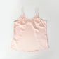 Powder Pink Pure Mulberry Silk Petal Camisole | V Neck Spaghetti Strap Silk Charmeuse Cami Top | Soar Collection