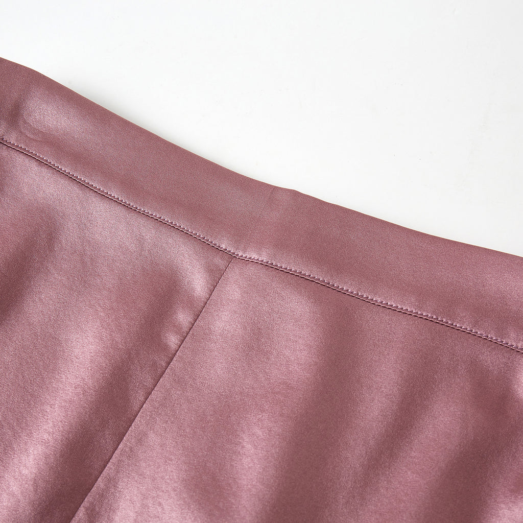 Cocoa Purple Pure Mulberry Silk Petal Shorts | Mid-Waist | Silk Charmeuse Handmade Bridal Shorts | Soar Collection