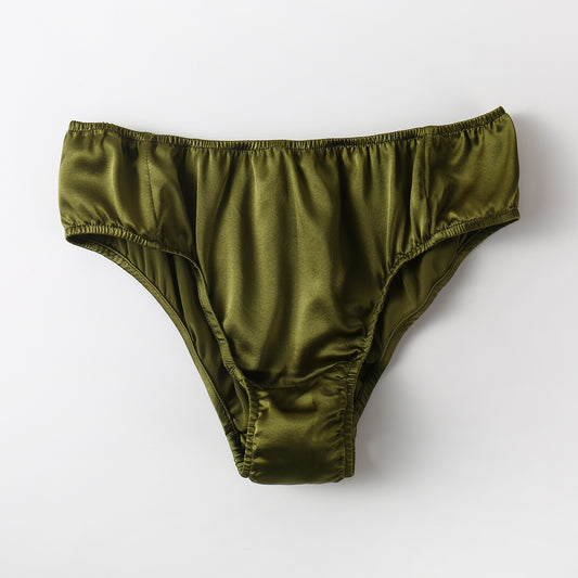 Sample Pure Silk Bikini Size M | Olive Green | Mulberry Silk Pantie