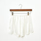 Pearl White Pure Silk Scallop Edged Shorts | 19 Momme Silk Charmeuse