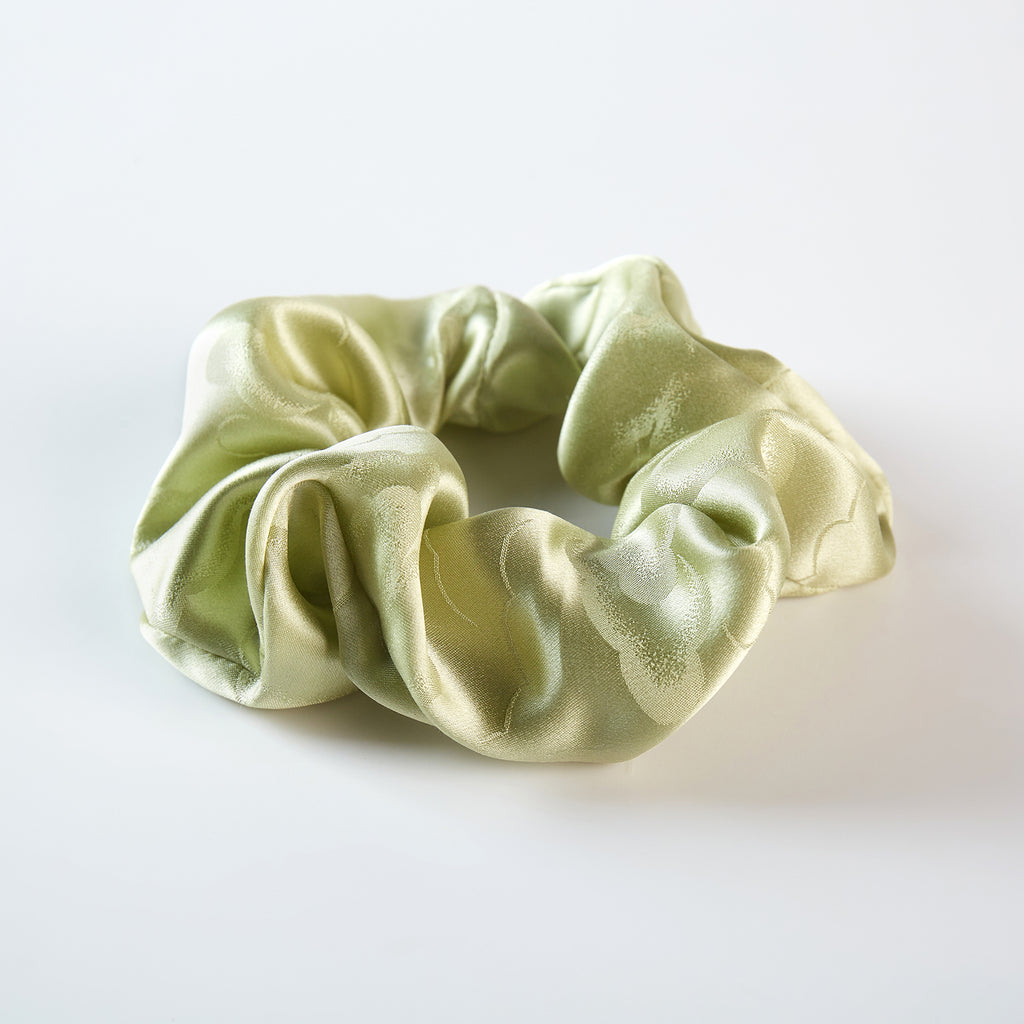 Set of 4 Pure Mulberry Silk French Scrunchie | Clouds and Rivers | Jacquard Silk & Tea Silk | 2 inch | 20 Momme | Brush Collection