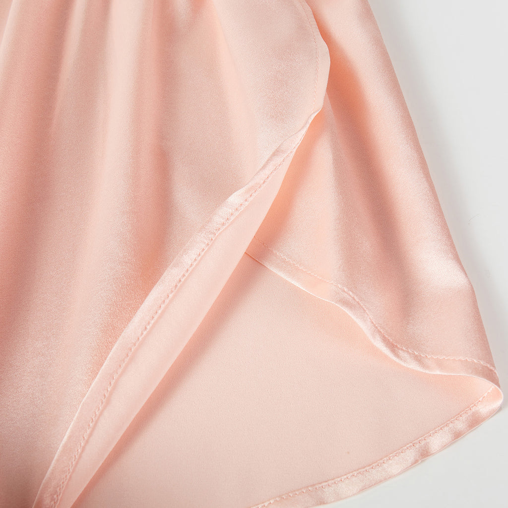 Powder Pink Pure Mulberry Silk Petal Camisole | V Neck Spaghetti Strap Silk Charmeuse Cami Top | Soar Collection