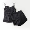 Black Pure Mulberry Silk Cowl Neck Camisole | Spaghetti Strap Silk Charmeuse Cami Top | Soar Collection