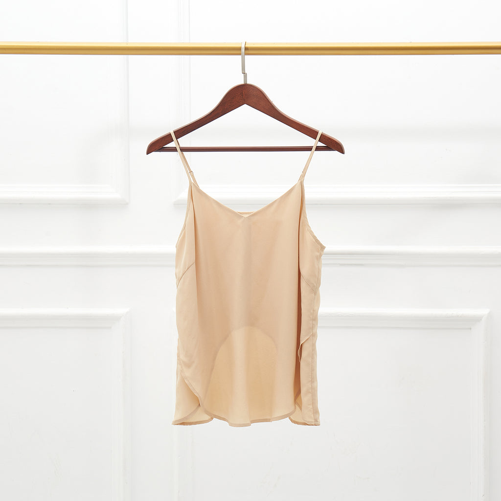 Sample: Beige Silk Crepe Petal Camisole Small