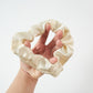 Pure Mulberry Silk French Scrunchie | White Cloud | Jacquard Silk | 2 inch | 20 Momme | Brush Collection