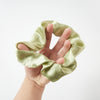 Pure Mulberry Silk French Scrunchie | Green Cloud | Jacquard Silk | 2 inch | 20 Momme | Brush Collection