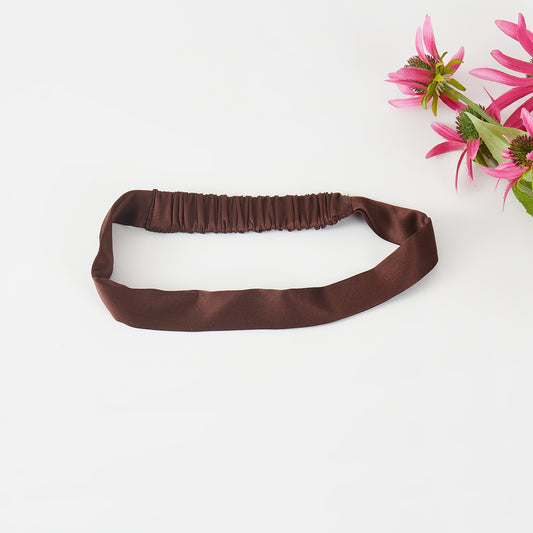 Sample Pure Silk Headband | Chocolate | Mulberry Silk Flat Headband