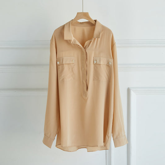 Sample: Pure Silk Long Sleeve Elva Blouse XL-1X