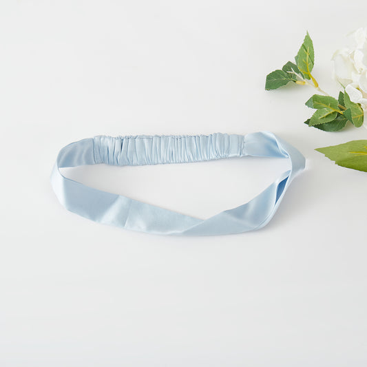 Sample Pure Silk Headband | Light Blue (with a Twist) | Mulberry Silk Flat Headband