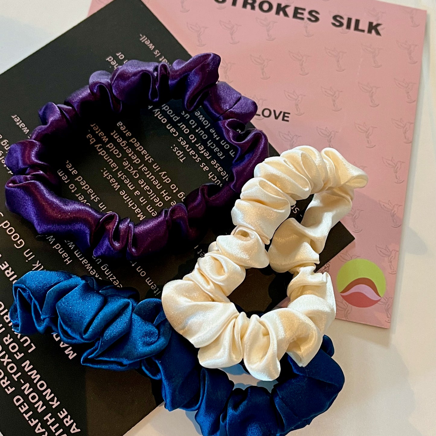 Twilight Zone | Single or Set of 3 Pure Mulberry Silk Mini Scrunchie | Weekly Special Hair Ties | 0.8 inch