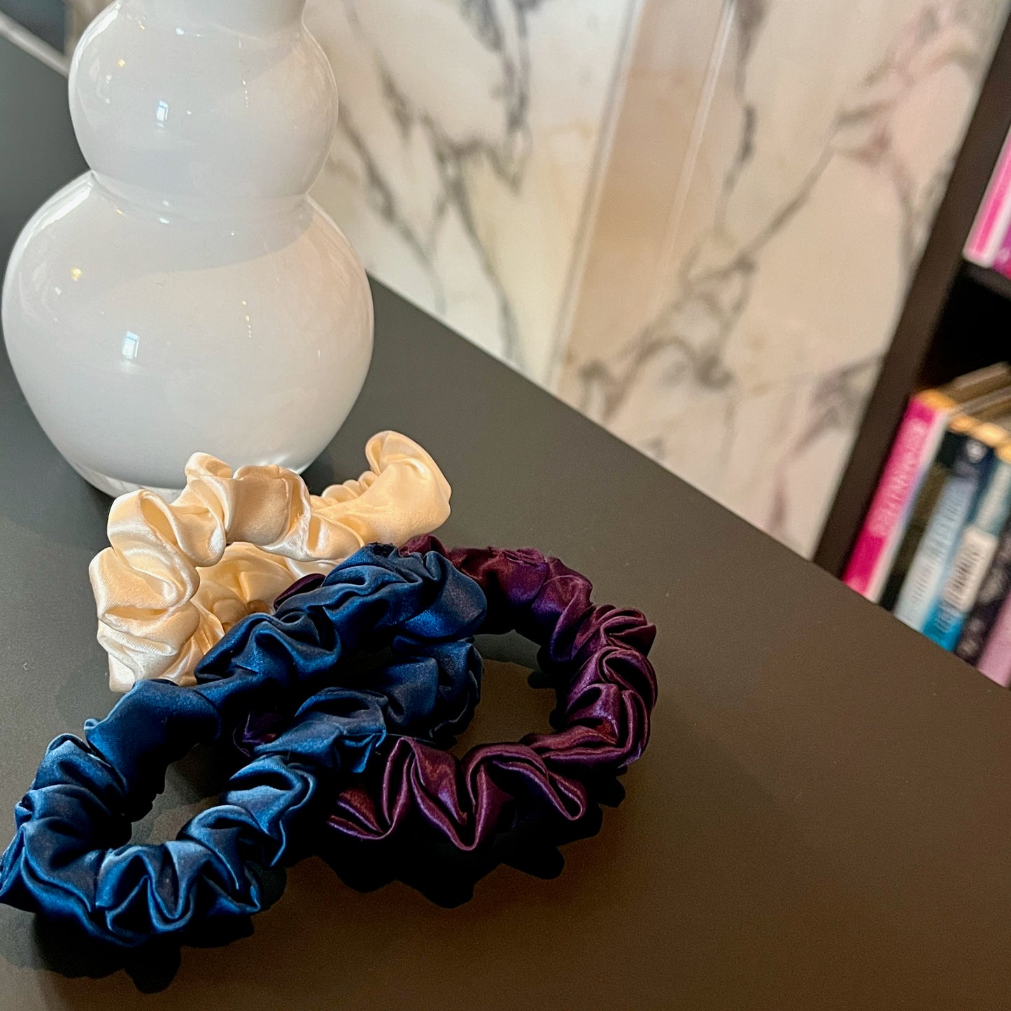 Twilight Zone | Single or Set of 3 Pure Mulberry Silk Mini Scrunchie | Weekly Special Hair Ties | 0.8 inch