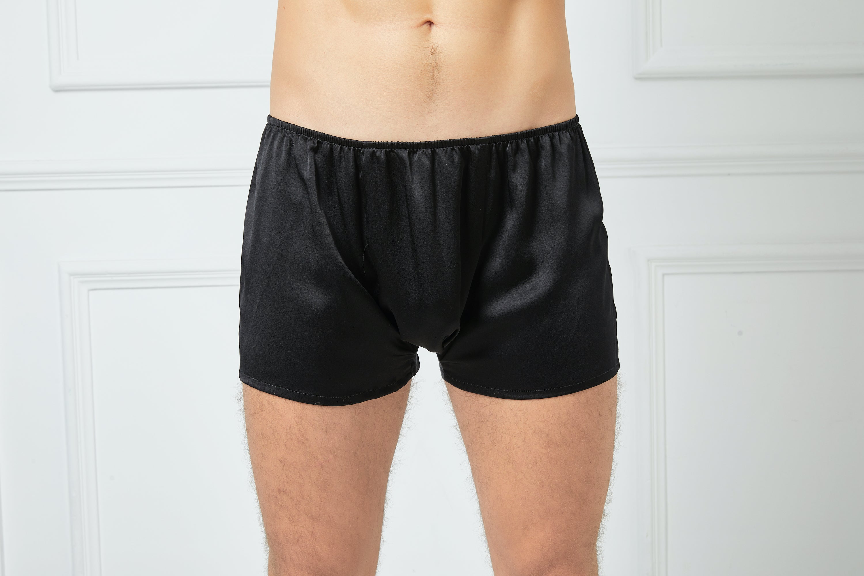 Black Sueded Pure Mulberry Silk Men's Shorts | Mid Waist | 19 Momme Sueded  Silk Charmeuse