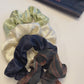 Set of 4 Pure Mulberry Silk French Scrunchie | Clouds and Rivers | Jacquard Silk & Tea Silk | 2 inch | 20 Momme | Brush Collection