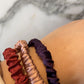 Dahlia Dreams | Single or Set of 3 Pure Mulberry Silk Skinny Scrunchie | Weekly Special Hair Ties | 0.4 inch