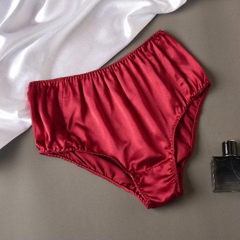 Lingerie Women Silk Panties Red  Women's Natural Silk Underwear