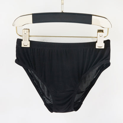 Knitted Silk Mid Rise French Cut Panties | Black Vodka | Shimmer Collection