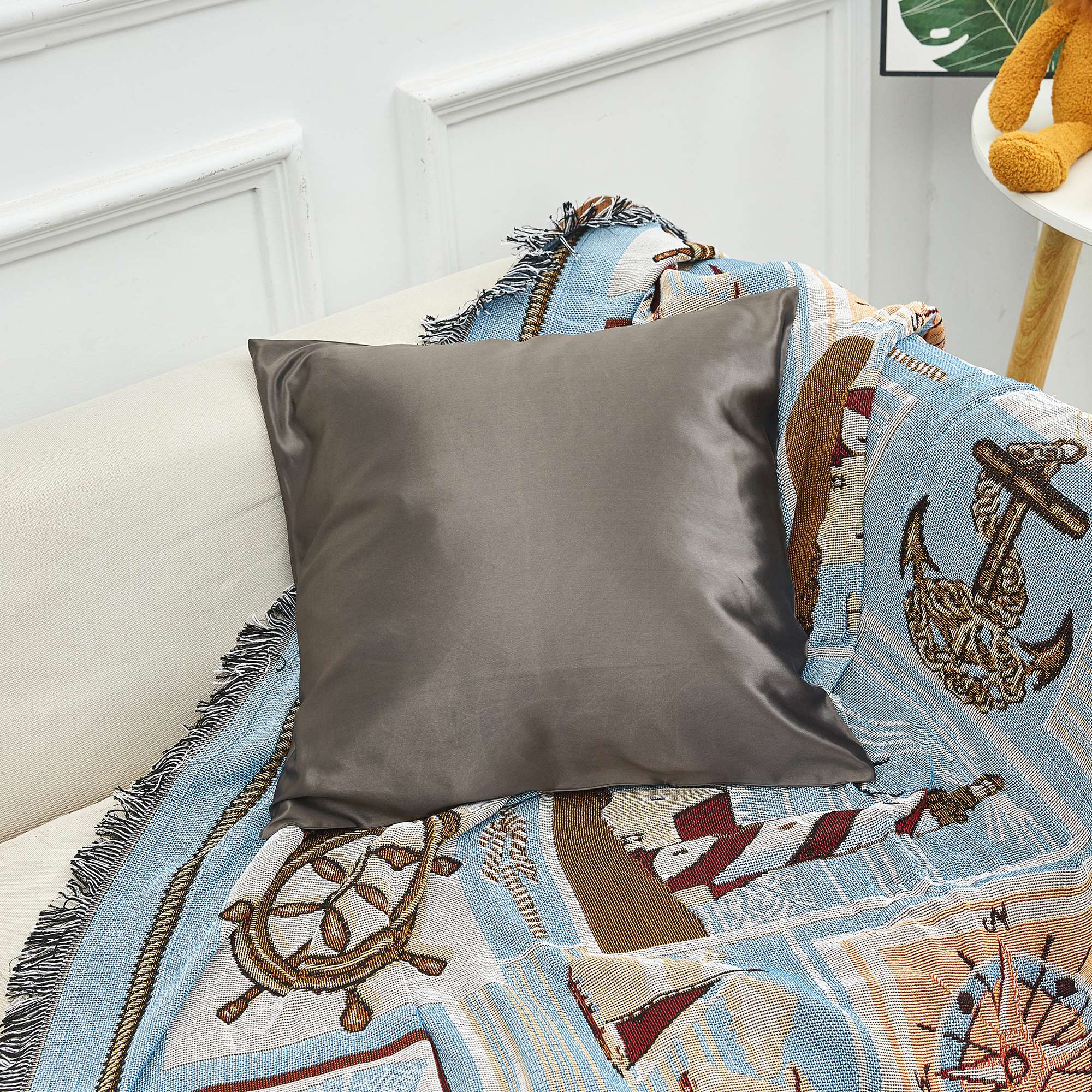 Nautical lumbar outlet pillow