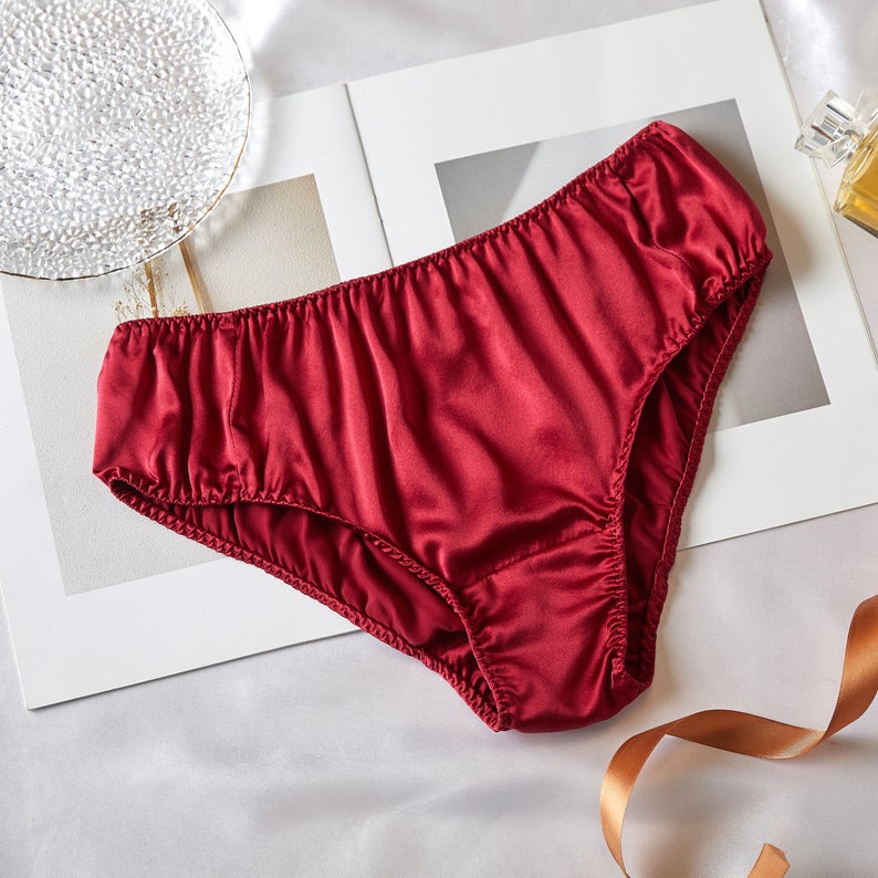 Women's Mulberry Silk Panties Sexy Sheer Bikini Satin Briefs Underwear 2  Pieces