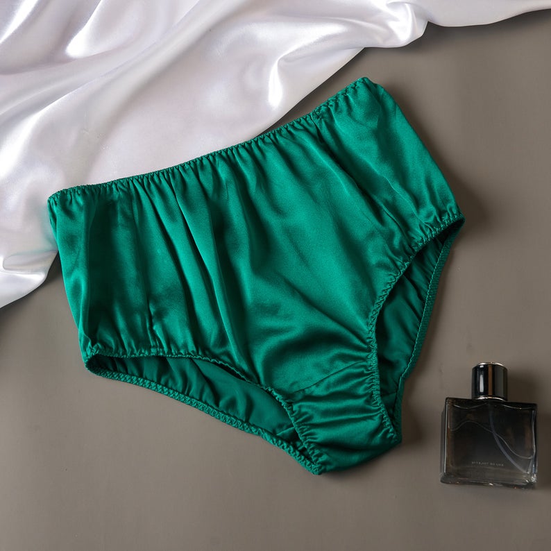 Emerald Green Pure Mulberry Silk French Cut Panties | High Waist | 22 Momme | Float Collection