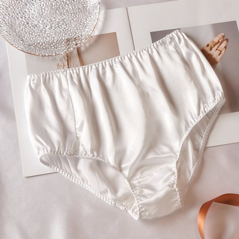 Pearl White Pure Mulberry Silk French Cut Panties High Waist 22 Momme Float  Collection -  Canada