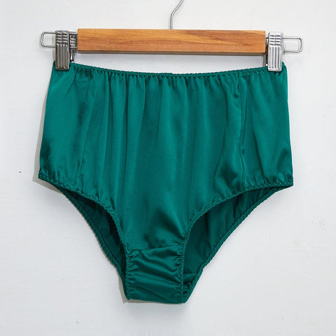 Emerald Green Pure Mulberry Silk Bikini Panties | Mid Waist | 22 Momme |  Float Collection