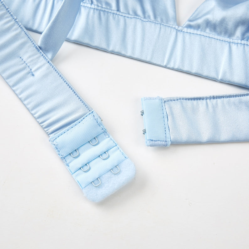 Eggshell Blue | Handmade Pure Silk Bralettes | No Padding No Wire | 19 Momme Silk Charmeuse