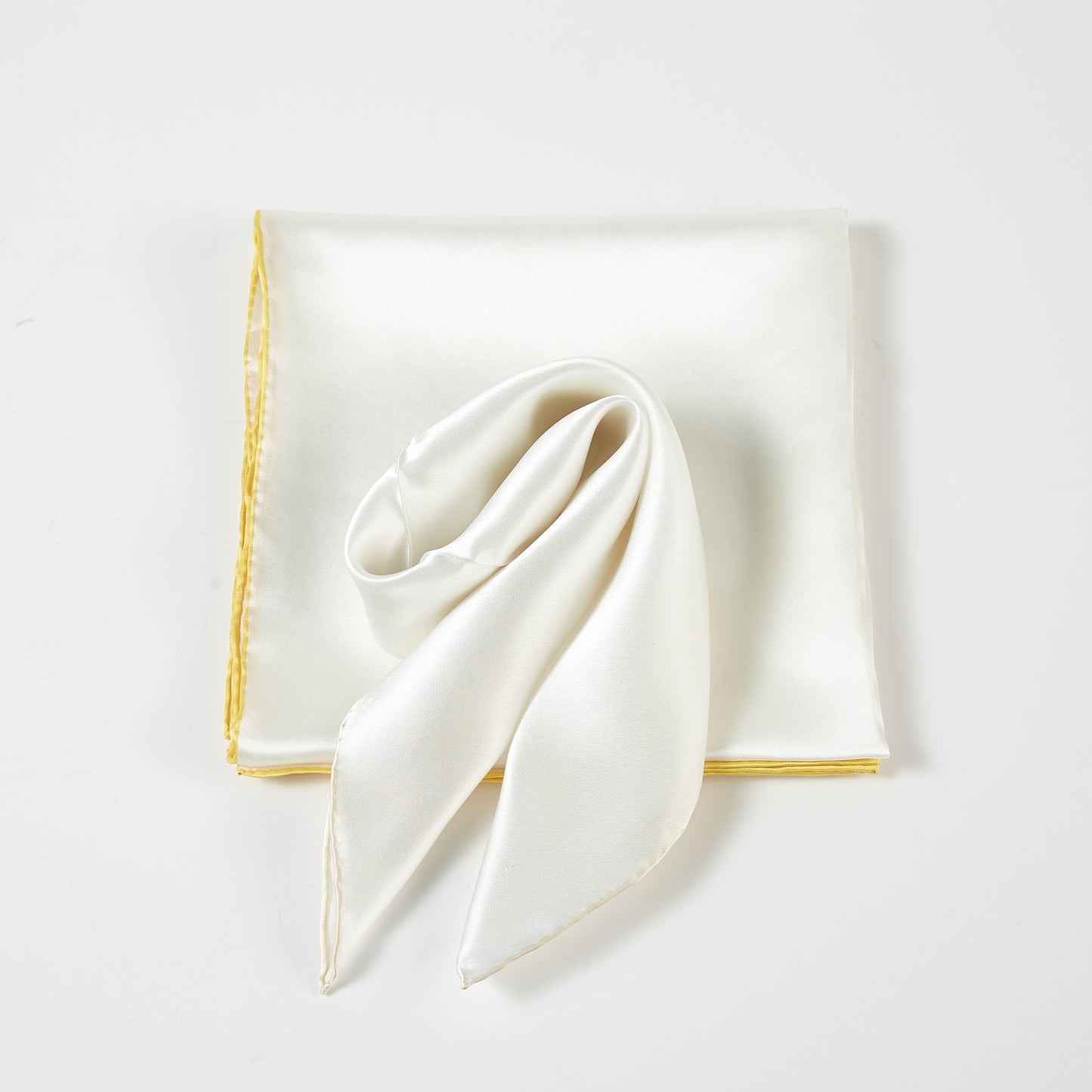 Daffodil Pure Silk Scarf | Ivory, Lemon Yellow, Gold | Small Head Scarf or Large Square Shawl | Solid Colour Collection