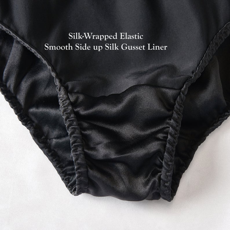 Black Pure Mulberry Silk Bikini Panties | Mid Waist | 22 Momme | Float Collection