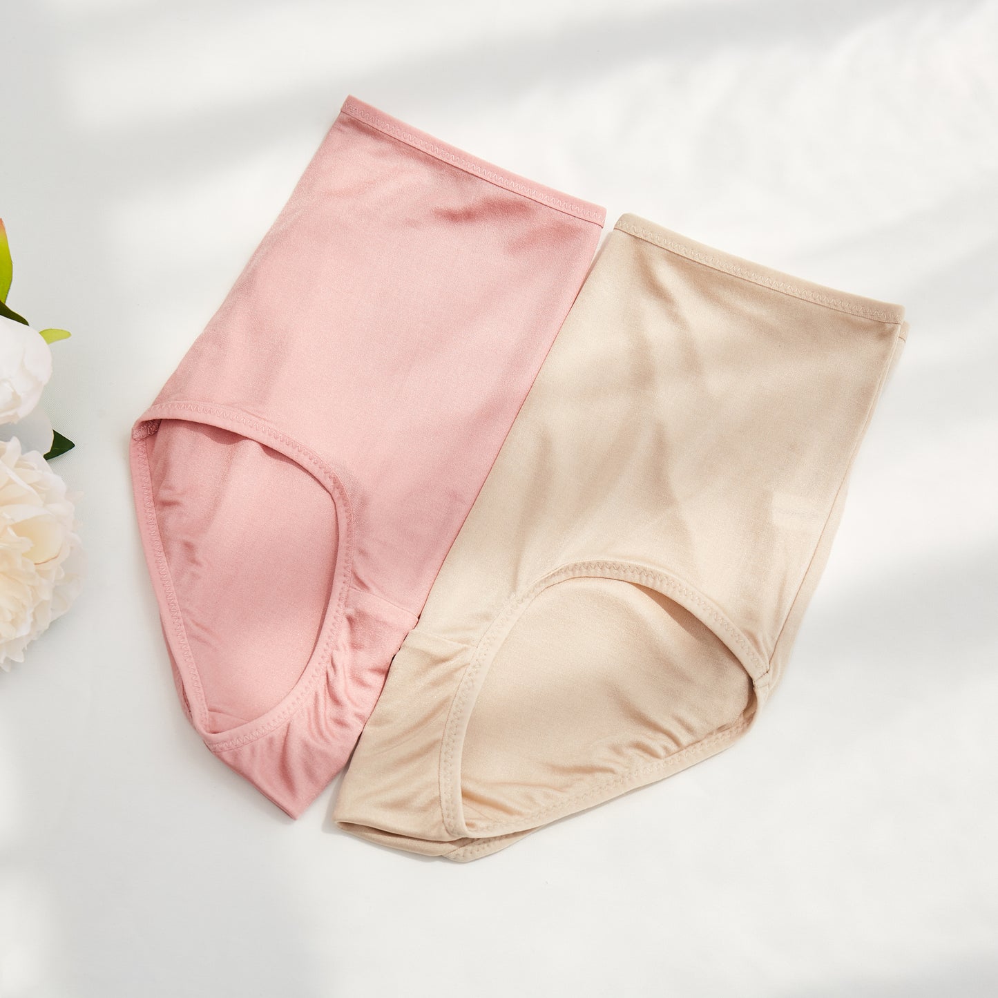 Knitted Silk High Rise French Cut Panties | Charleston Pink Lady | High Waist | Shimmer Collection