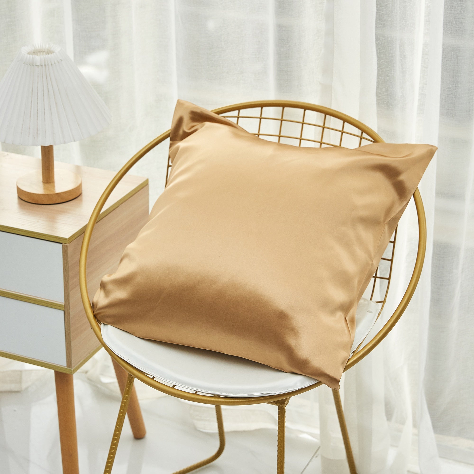 Gold silk throw pillows sale