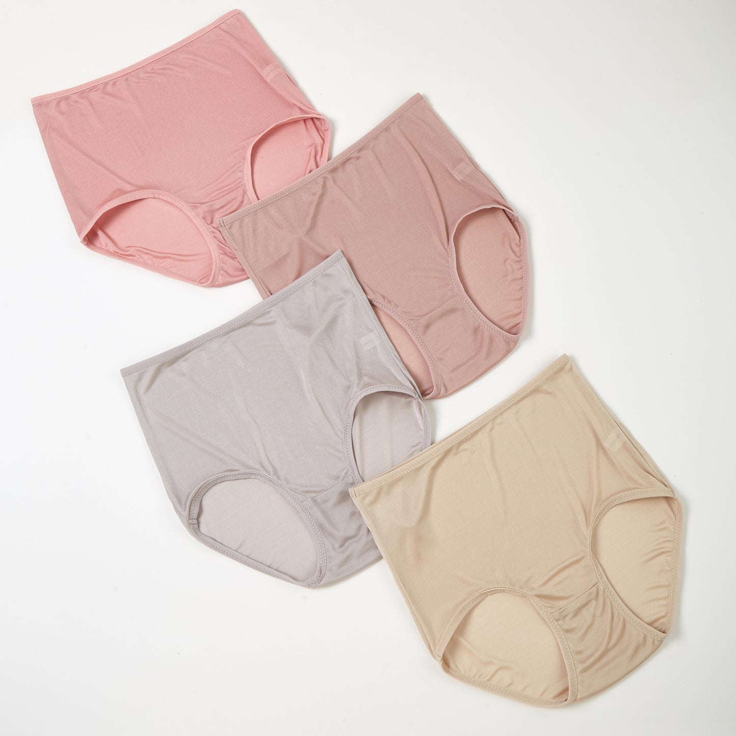 Set of 4 Knitted Silk High Rise French Cut Panties | Shimmer Collection