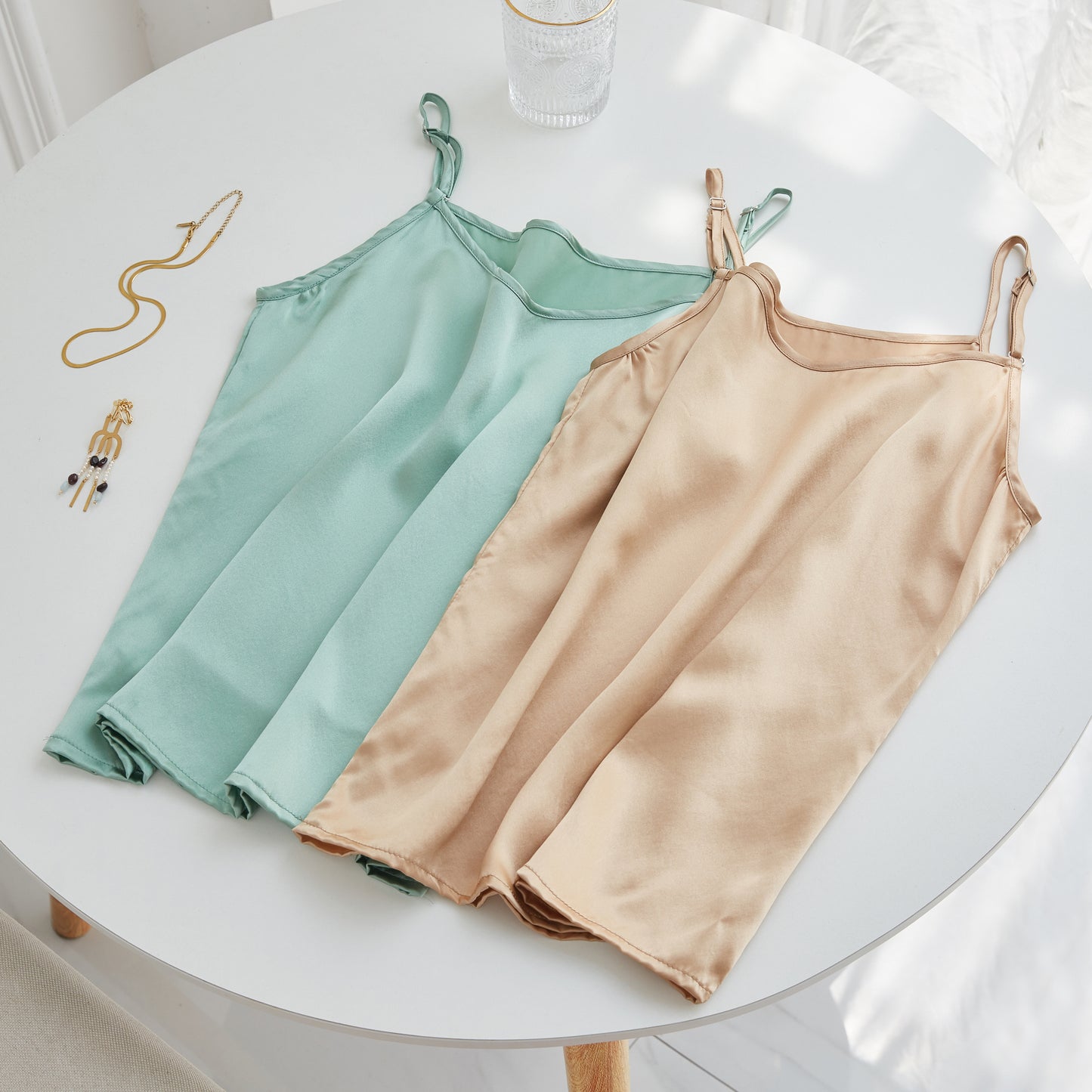 Jade Green Pure Mulberry Silk Camisole with Adjustable Straps | Relaxed Fit | 19 Momme | Soar Collection