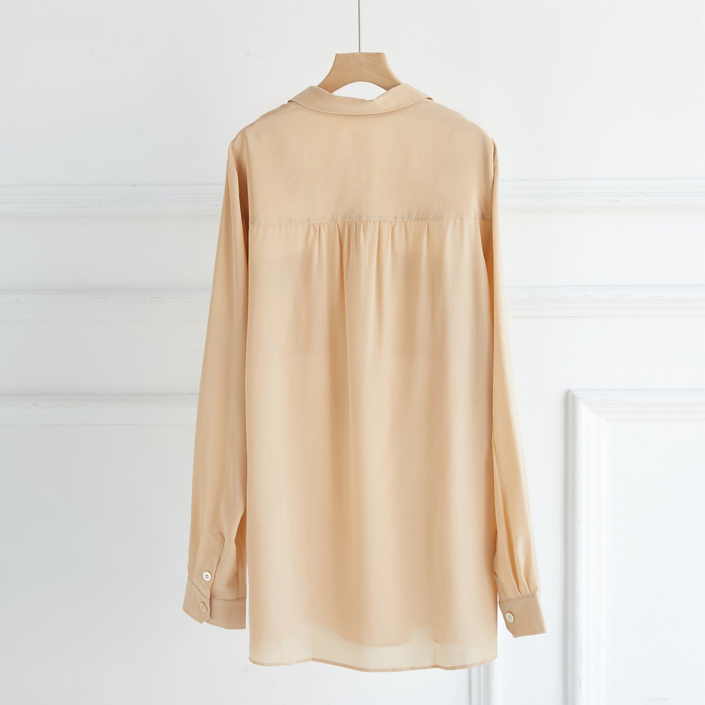 Custom Pure Silk Long Sleeve Relaxed Fit Blouse | Elva | 16 Momme Silk Crepe