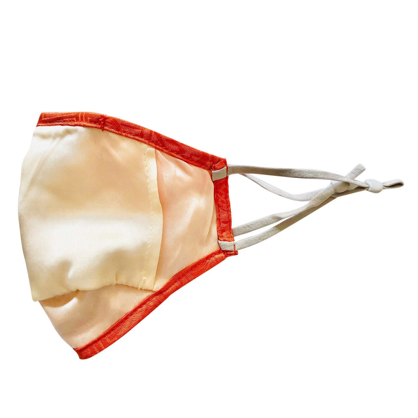 Triple Layer Mulberry Silk Face Mask: The Changing Forest - Orange Jacquard Silk