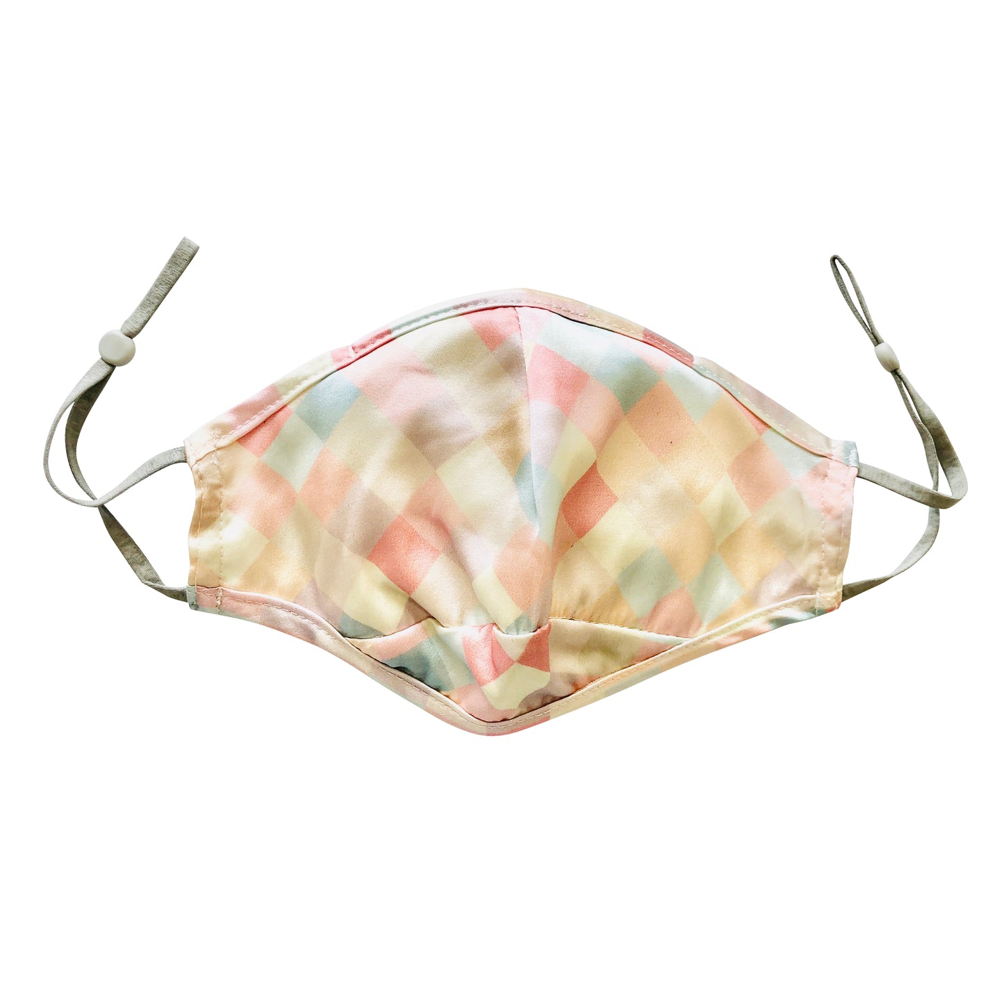 Triple Layer Mulberry Silk Face Mask: Ice Cream Sundae - Pastel Check Pattern Silk